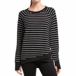 Danskin Black and White Striped Crew Neck Sweater